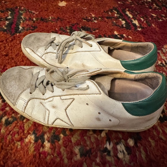 White and Green Golden Goose Sneakers - Picture 3 of 7